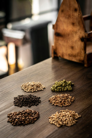 Barley malt grains beer brewing natural traditional ingredients in german brewery
