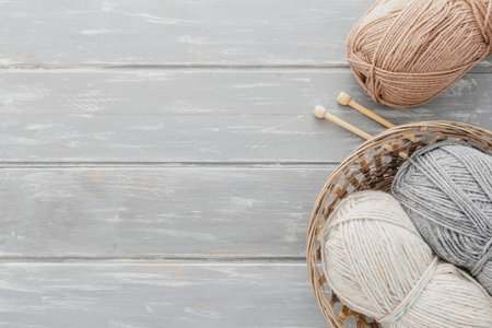 front view yarn basket with copy space