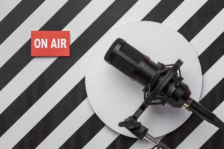 air live radio streaming banner mic. Resolution and high quality beautiful photoの写真素材