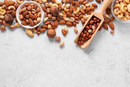 top view nuts concept with copy space. Resolution and high quality beautiful photo