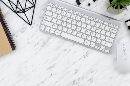 desktop with computerの写真素材