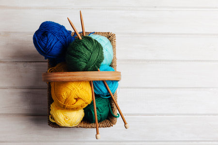 top view wool balls basket. Resolution and high quality beautiful photo