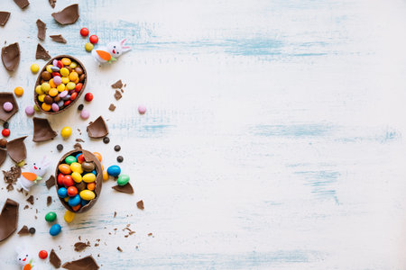 cute bunnies near easter sweets