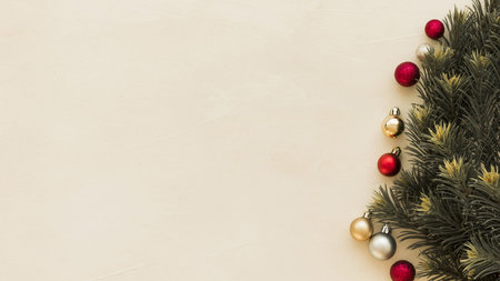 green fir tree branches with baubles. Resolution and high quality beautiful photo