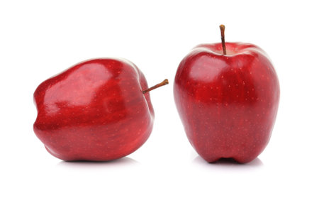 Red ripe apple on white backgroundの写真素材
