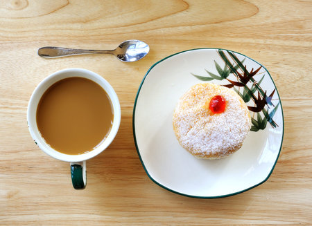 breakfast with donuts and coffee