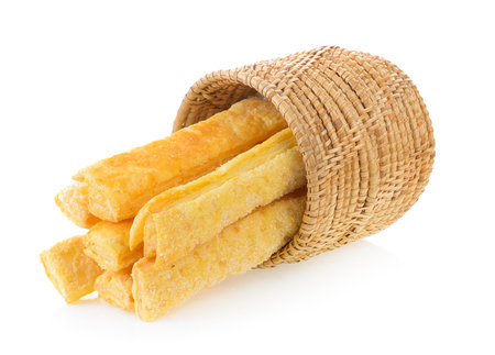 Pie or bread Sticks in basketの写真素材
