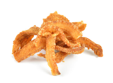 pork rind on white backgroundの写真素材