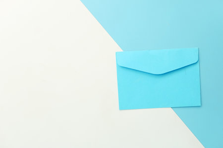 blue colorful envelope on color background with copy spaceの写真素材