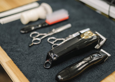 close up view barbershop accessories. Resolution and high quality beautiful photo