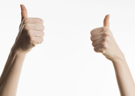front view hands showing thumbs up. Resolution and high quality beautiful photo