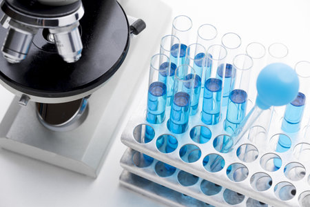 high angle blue chemical substances arrangement. Resolution and high quality beautiful photo