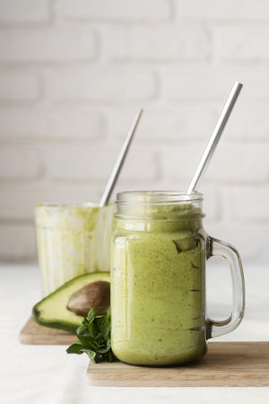 delicious green smoothie with avocado. Resolution and high quality beautiful photoの写真素材
