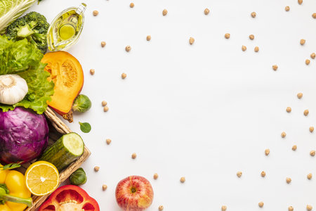 flat lay assortment fresh vegetables with copy space