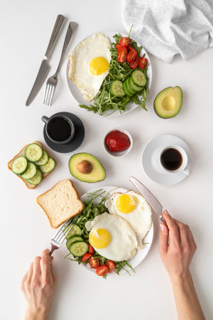 creative arrangement breakfast mealの写真素材