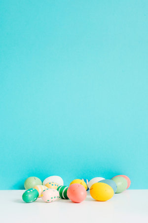 different colored easter eggs table