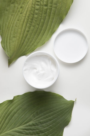 flat lay cream leaves white background. Resolution and high quality beautiful photo