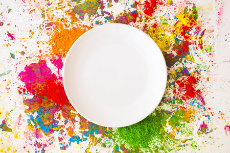 dish blurs different bright dry colorsの写真素材