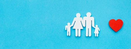 top view family figure with copy space conceptの写真素材