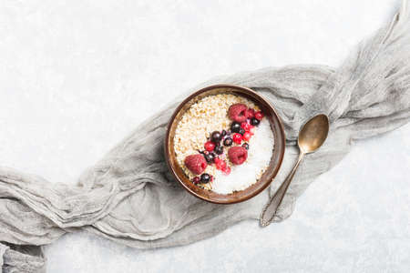 breakfast with cereals fruitsの写真素材