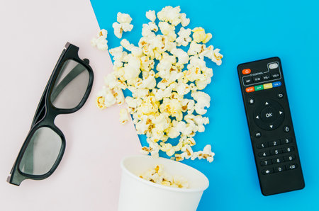 flat lay composition cinema elementsの写真素材