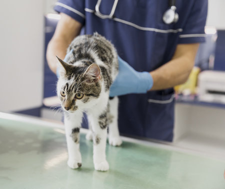 close up doctor with stethoscope checking cat. Resolution and high quality beautiful photoの写真素材