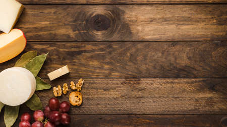 healthy breakfast ingredient grunge wooden backdropの写真素材