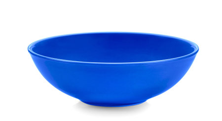 blue bowl on white backgroundの写真素材