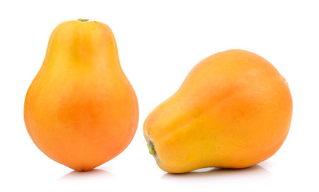ripe papaya on white backgroundの写真素材