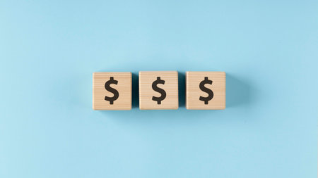 dollars wooden cubes arrangement