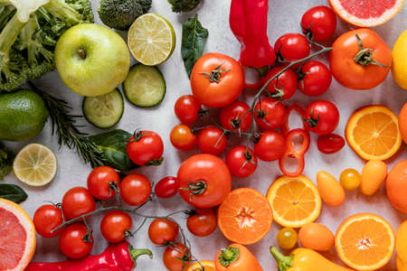 top view healthy food immunity boosting compositionの写真素材