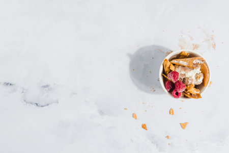ice cream with raspberry wafer