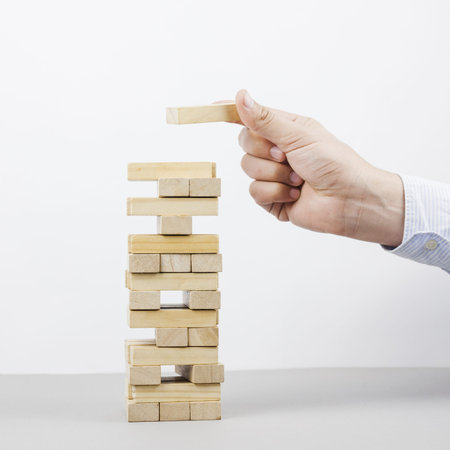 business concept with wood blocks. High quality and resolution beautiful photo concept