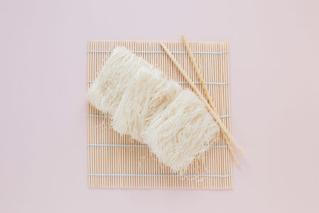 flat lay asian food composition