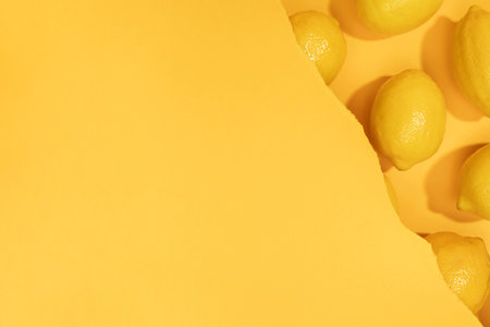 top view bunch lemons with copy spaceの写真素材