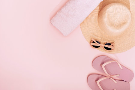 composition pink beach objectsの写真素材