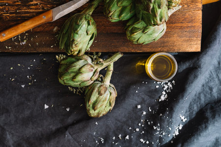 artichokes glass oilの写真素材