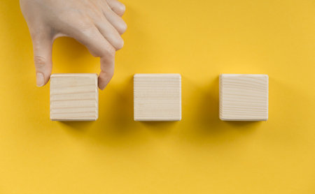 arrangement blank wooden cubes. Resolution and high quality beautiful photoの写真素材