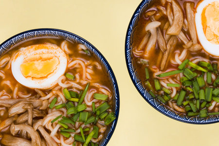 top view ramen bowls