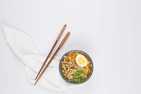 top view ramen bowl. Resolution and high quality beautiful photoの写真素材