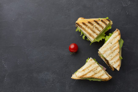 crunchy club sandwiches top view. Resolution and high quality beautiful photoの写真素材