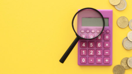 magnifier calculator with copy space . Resolution and high quality beautiful photo