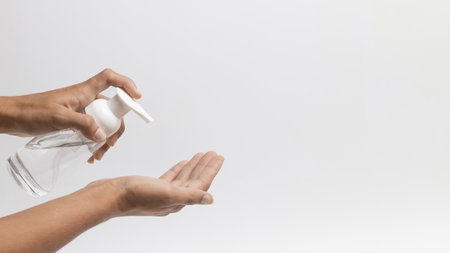 person using hand sanitizer gel copy space. Resolution and high quality beautiful photo