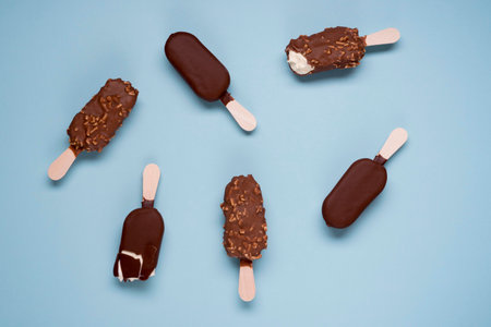 selection tasty chocolate ice cream table