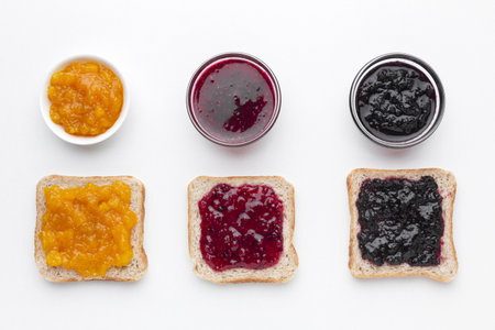 top view different types jam. Resolution and high quality beautiful photoの写真素材