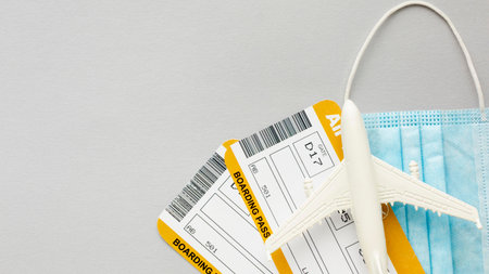 top view plane tickets mask
