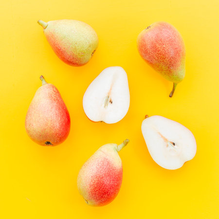 whole cut pear with seeds