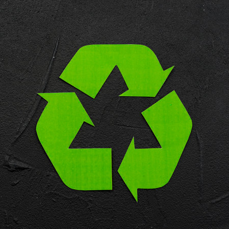 recycle icon black plaster backgroundの写真素材
