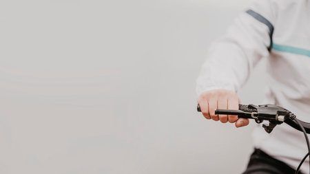 man riding mountain bikeの写真素材