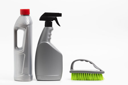 arrangement with detergent bottles brush. Resolution and high quality beautiful photo